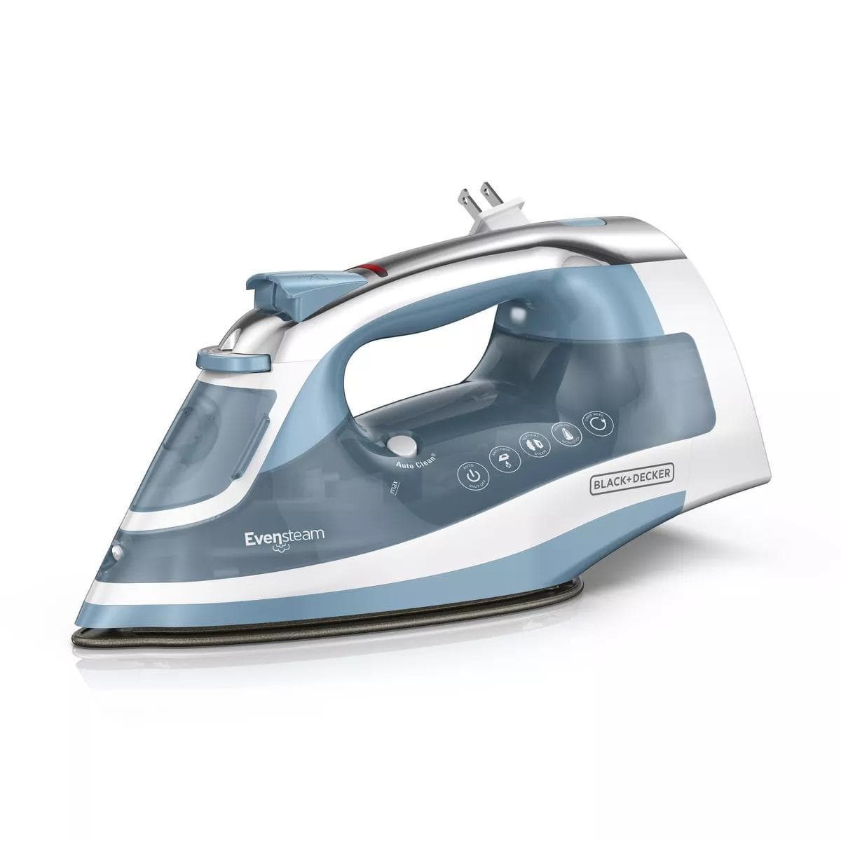 BLACK+DECKER Steam Iron Retractable Cord Gray: 1200W Nonstick Soleplate, Anti-Drip, Vertical Steam, Comfort-Grip Handle