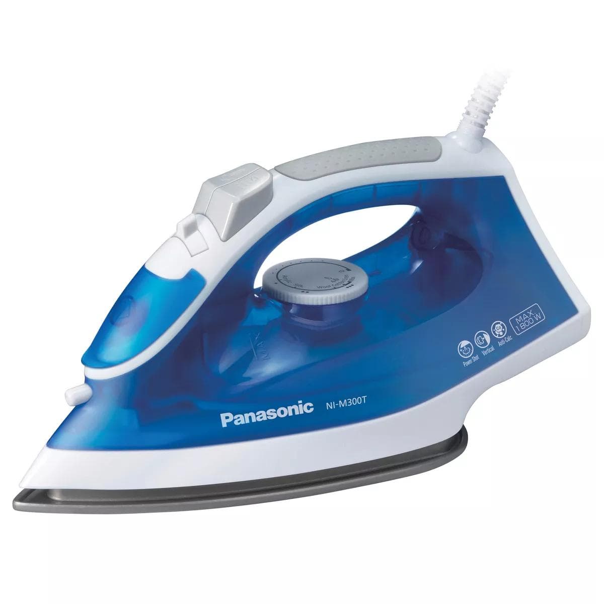 Panasonic® 1,500-Watt Steam-Circulating Iron with Curved Nonstick Titanium-Coated Soleplate in Multicolored